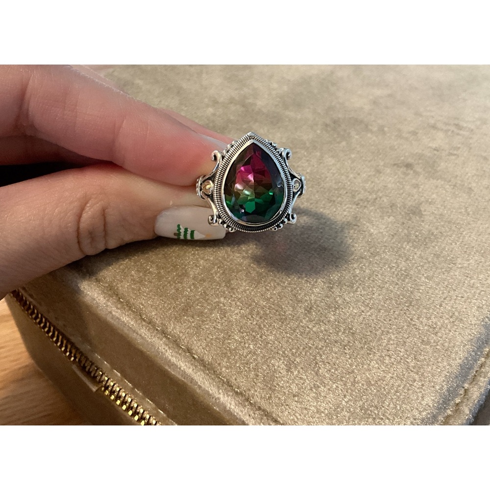 Sterling Silver Watermelon Pear Quartz Ring
SIZE 10